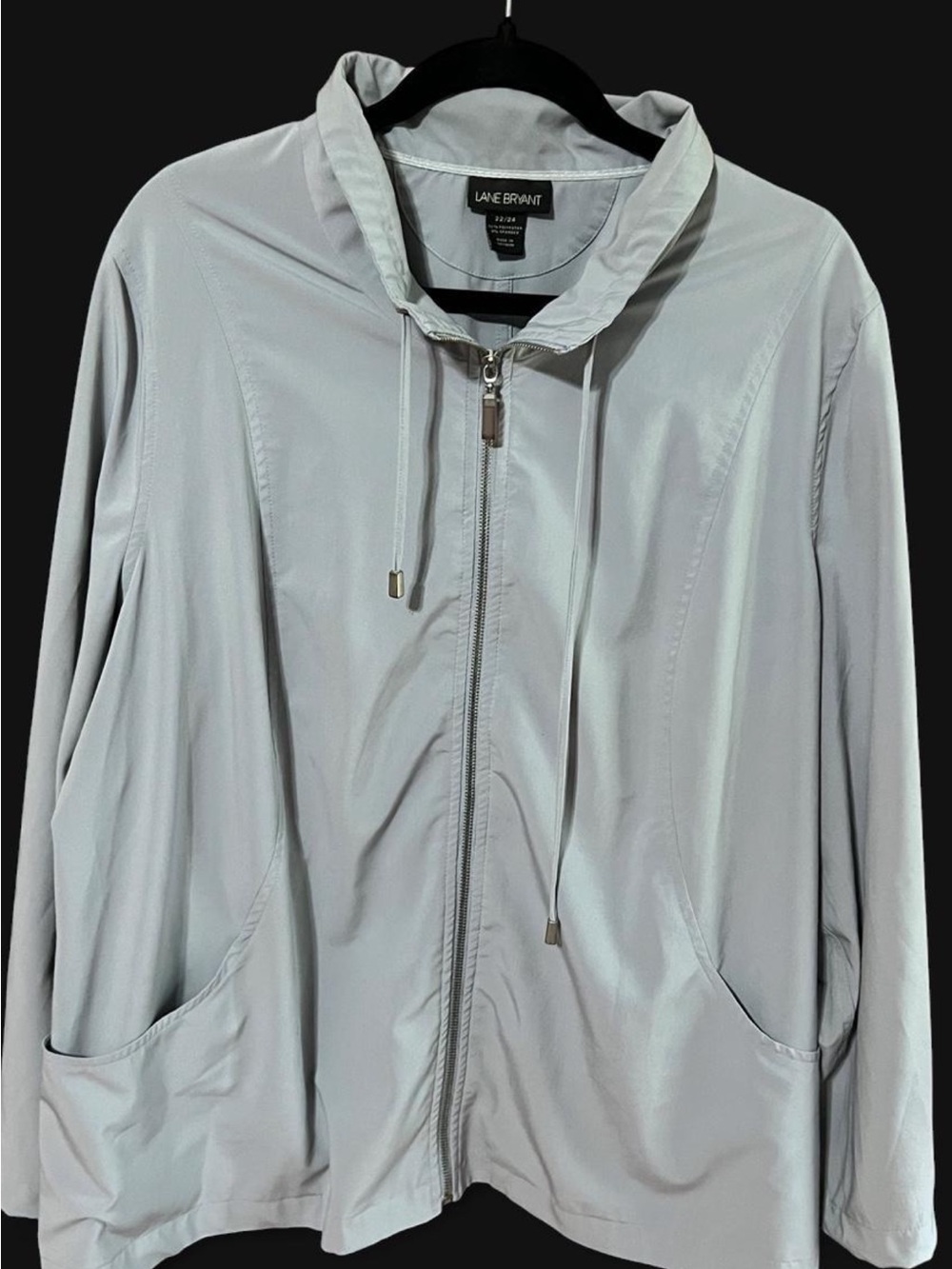 Lane Bryant Light Gray Zip-Front Bomber Jacket
